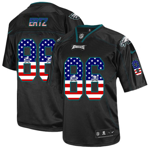 Nike Eagles #86 Zach Ertz Black Men's Stitched NFL Elite USA Flag Fashion Jersey - Click Image to Close